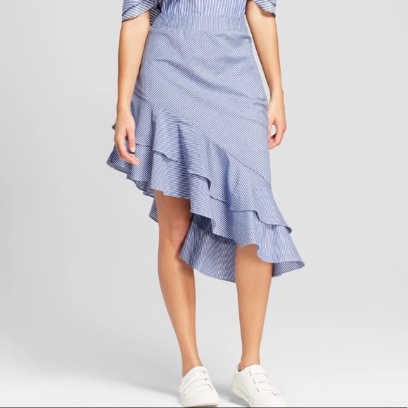 a new day Dresses & Skirts - A New Day Asymmetrical Striped Ruffle Skirt Approx Sz 18